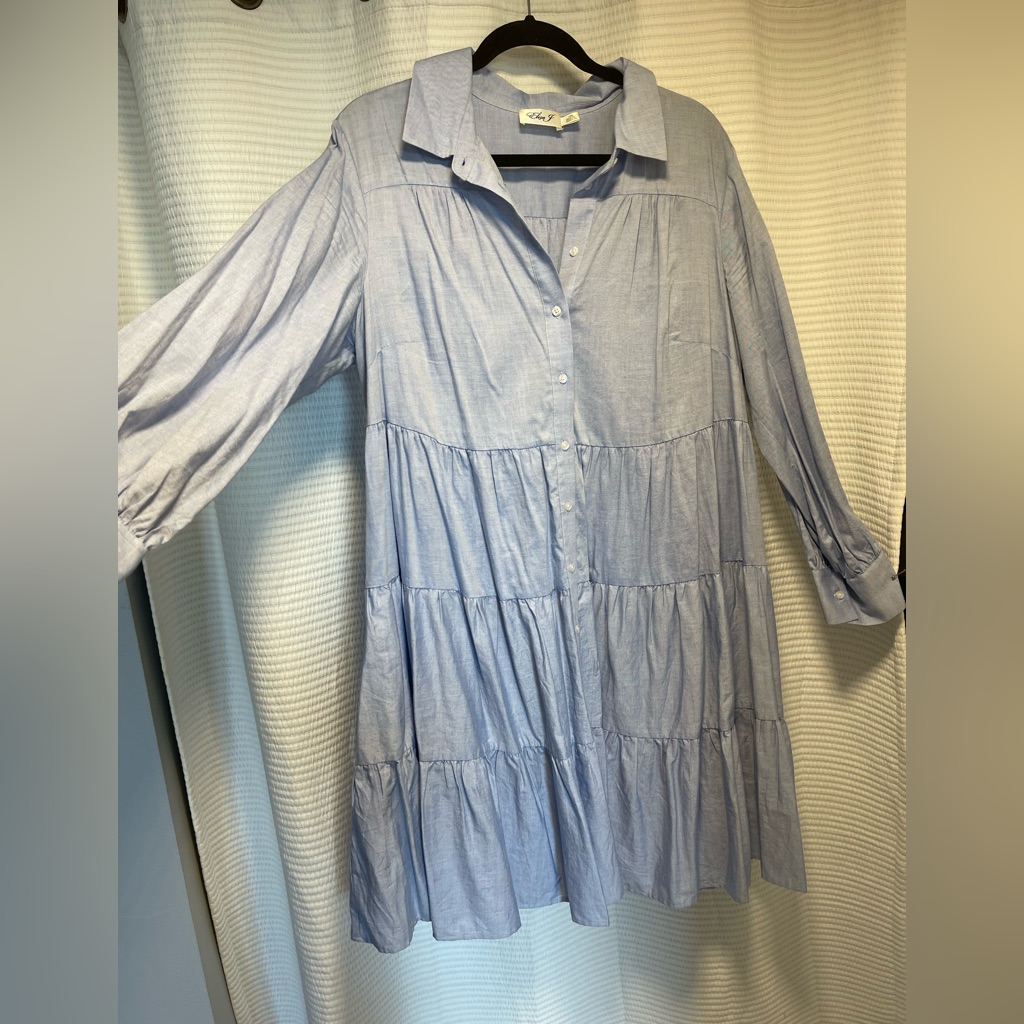 Eliza J Sky Blue Button-Up Dress